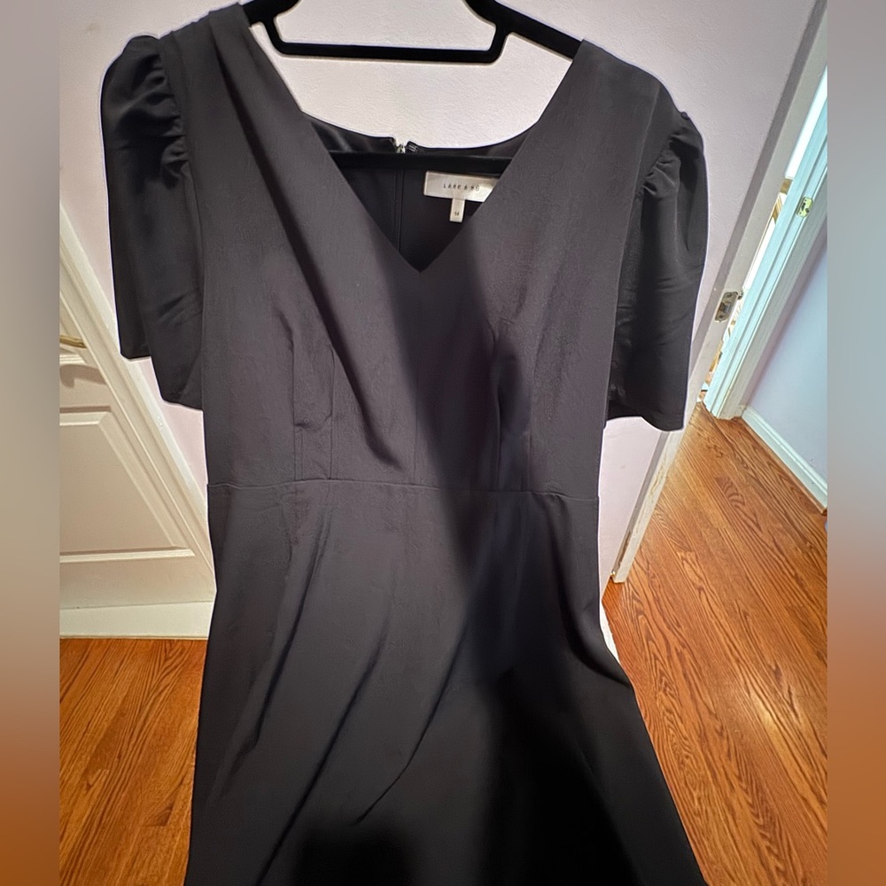 New Lark & Ro Elegant Charcoal Long Sleeve Dress